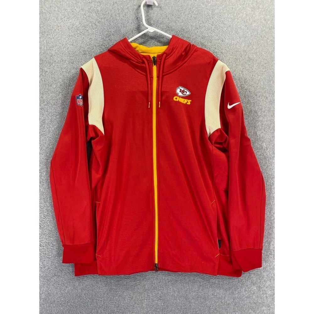 Nike Kansas City Chiefs Hoodie Mens XL Red Therma Fit Fleece Full Zip Sweatshirt